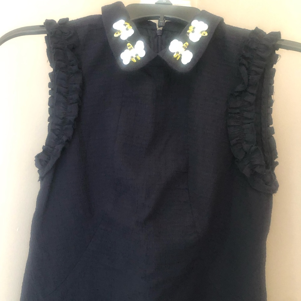Zara Navy Sheath Mini Dress with beaded collar - Picture 6 of 9